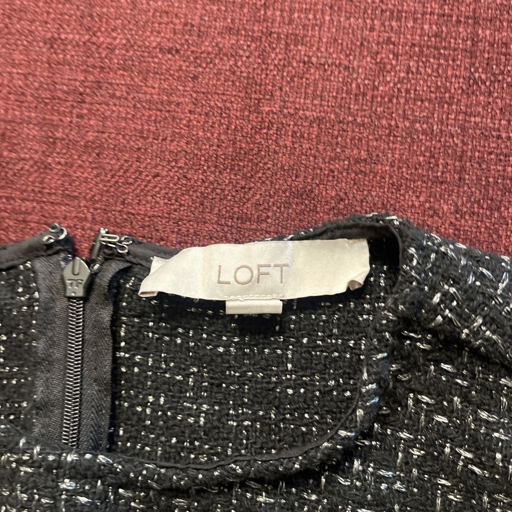 Loft Women Sleeveless Dress Size 4 Black /gray - Picture 3 of 11